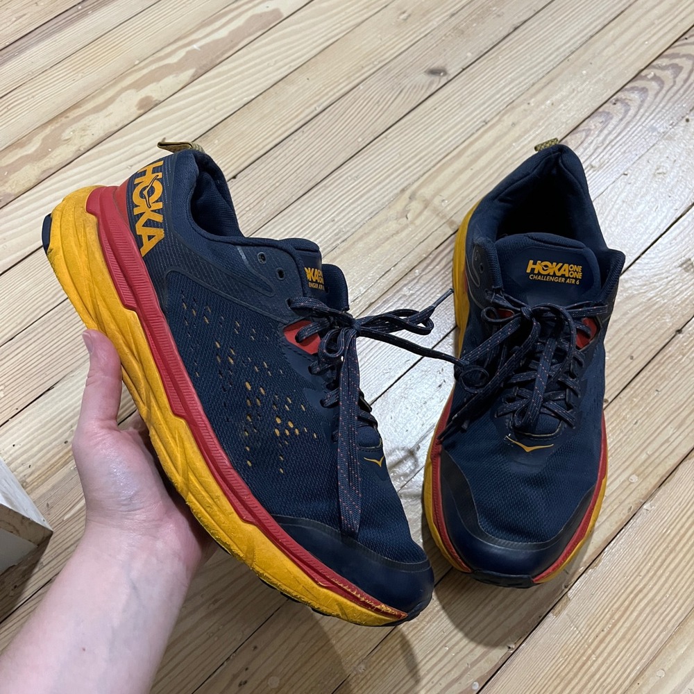 Hoka One One Challenger ATR 6 Mens 12 Navy Red Yellow Trail Running Shoes